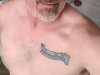 Just showing off what little chest hair I have... haha