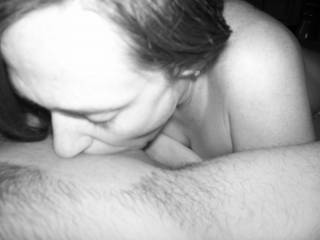 Jen really does enjoy sucking cock!  You are a lucky man!!!