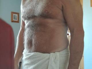 Mature bod just out of the shower