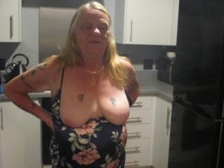 Got my old tits out who\'s gonna wank over them and cum on them for me? 
Sandy xx