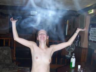 This is not digitally enhanced at all, she really does smoke that much!