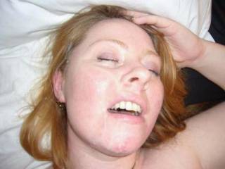 Katie\'s face covered in a stranger\'s cum. She\'ll take cum anywhere though