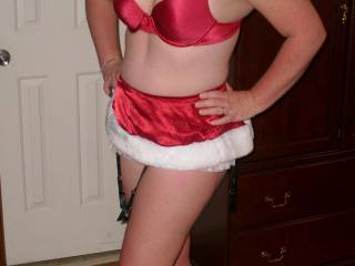 Milf Claus ...  love the straps hanging down.