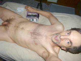 A partial body frontal as I lay upon my recliner and looking at my camera as the picture is taken...April/May 2025. FZ 150 camera was used.