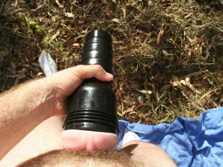 Having some outdoor fucking fun with my fleshlight