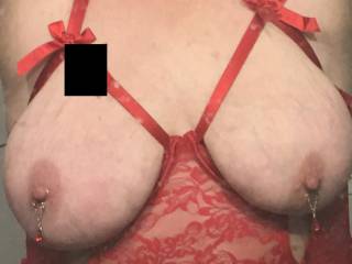 Kitten's hot lingerie and matching nipple jewelry really accentuate her gorgeous tits