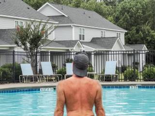 Enjoying the pool at an Airbnb near Morehead, North Carolina
