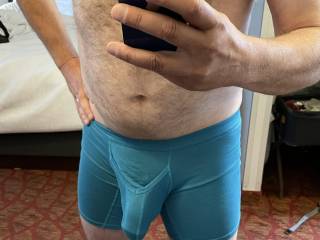 I forgot my swimsuit and the only underwear I had on the trip were these ballsack briefs so I had to wear them during adult swim at the hotel