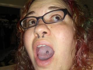 Princess with a mouthful of my cum.