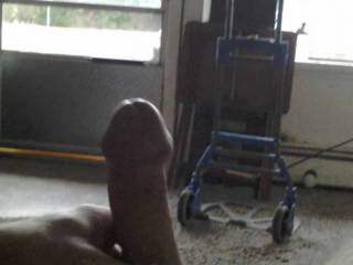 Stroking my cock hopeing someone sees me!