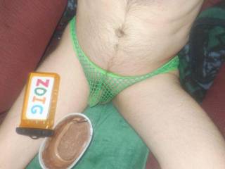 Another above view of my green undie,while having ice cream.