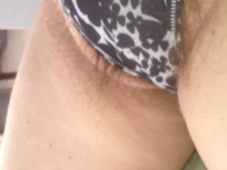 Wife’s panties can’t keep her bush inside