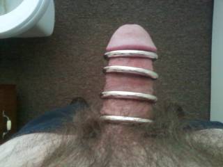 She loves the feeling of the rings as they slide past her pussy lips