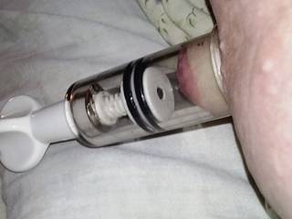 Like to see your nipple fill the entire cylinder.  Then perhaps try it on your clit.