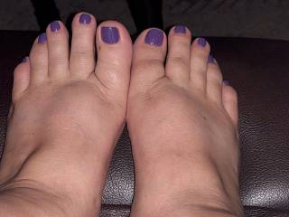 Hubby is away, and I have a fresh pedi. What would you like to do with my freshly painted toes?