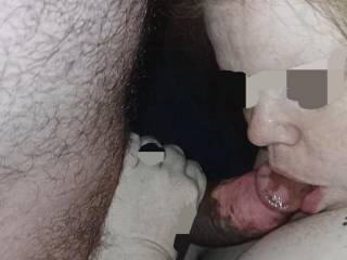 Wife just can\'t stop herself. She just loves sucking cock and gagging on it!