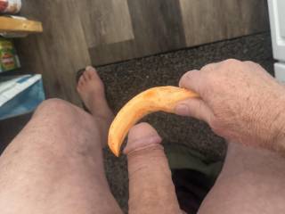 Making breakfast this morning look at this sweet potato. Do you have any ideas?