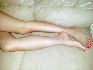I love my wife's beautiful legs and her gorgeous feet.  She drives me crazy