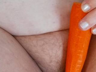 Having a little alone time fun with a carrot