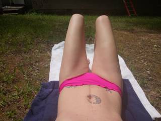 Laying out topless with my baby