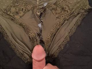 Felt frisky. Made a mess on my wife\'s panties