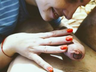 red manicure on the penis