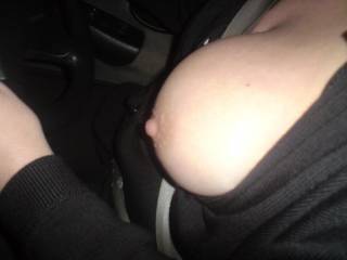 driving!!! hubby had to get my boob\'s out