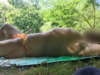 Bikini, speedo, thongs, underwear, sunbathing, outdoors, Central Park