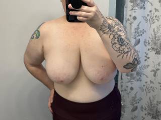 Getting ready for a dirty fun day. Who wants to volunteer to hold these big tits?
