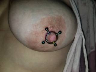 Wife's new nipple rings