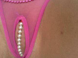 Do you like my new panties? The pearls feel so good rubbing on my clit...