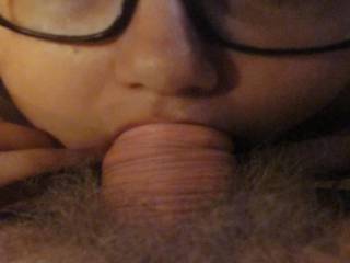 a great deepthroat blowjob from sweet girl with glasses and sexy eyes