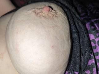 Big soft tits, waiting for a sucking before being covered in cum