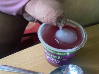 Adding cream to my dessert…