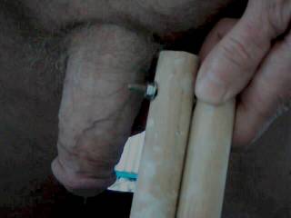 Here you can see the vice which in the next photo will give my cock the big squeeze.