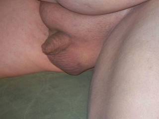 Just my small shaved cock and balls.