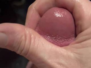 Wanking my cock covered in lube made me so horny I came loads would you catch it in your mouth or would you let it land on your face ??