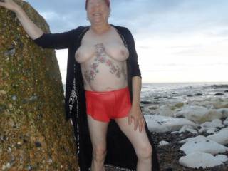 hi all
we popped out for a walk on the beach in the evening, there was not many people around so I thought why not show some more flesh
dirty comments welcome
mature couple