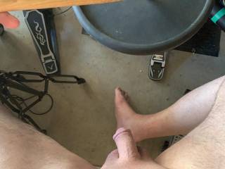A little nude drumming today.  The best way to drum 🥁