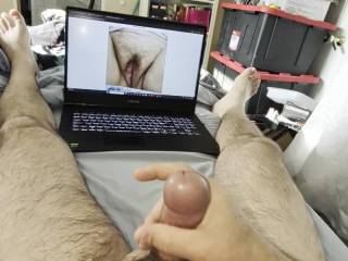 Cum tribute for new2allthis. Her sexy, hairy pussy turned me on.