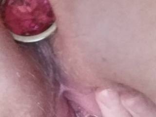 Just trying out my new plug. I\'m not normally into butt plugs but trying something new. My tight pussy I\'d missing something, can you help me find something to fill her?