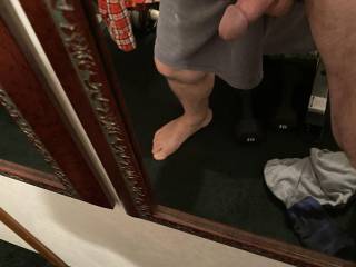 Looking at my self in mirror Cock looks fat