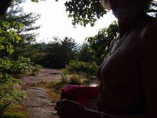 My 65 yoa FWB flashing her tits our hike at the Carl Sandburg house in Flat Rock, NC