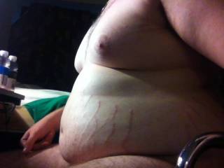 Short video of me showing my rapid gaining.

Fuck, my man tits are HUGE.
