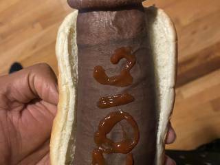 Kielbasa dressed up like a hotdog but he just can’t fit in the bun.