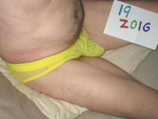 A side view of my undie as I briefly sit on my bed as I am in the process of getting off of my bed...SD600 camera was used.