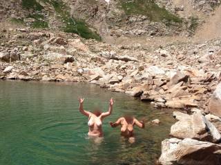 They wanted to get in the water to cool off. It was getting hot looking at the two of them. What do you think?