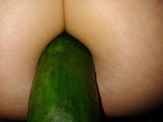 Cucumber doesn't seem to fit as well in my ass as it did my pussy.  Any suggestions?