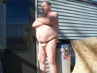 Morning naked on the deck. I love being outside naked. Do you?