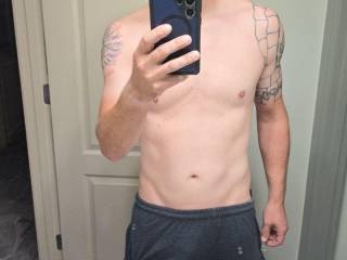 Took this pic getting out of the shower after a workout . Do I need a tan?